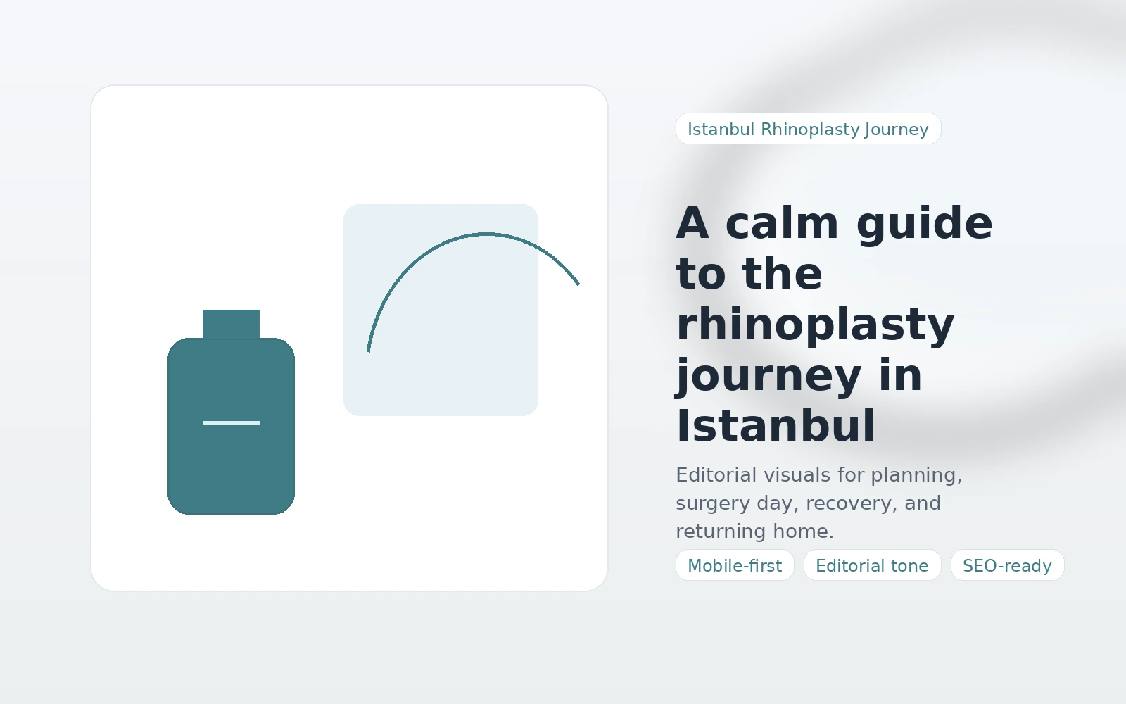 Editorial illustration representing the rhinoplasty journey in Istanbul with a calm travel-focused atmosphere