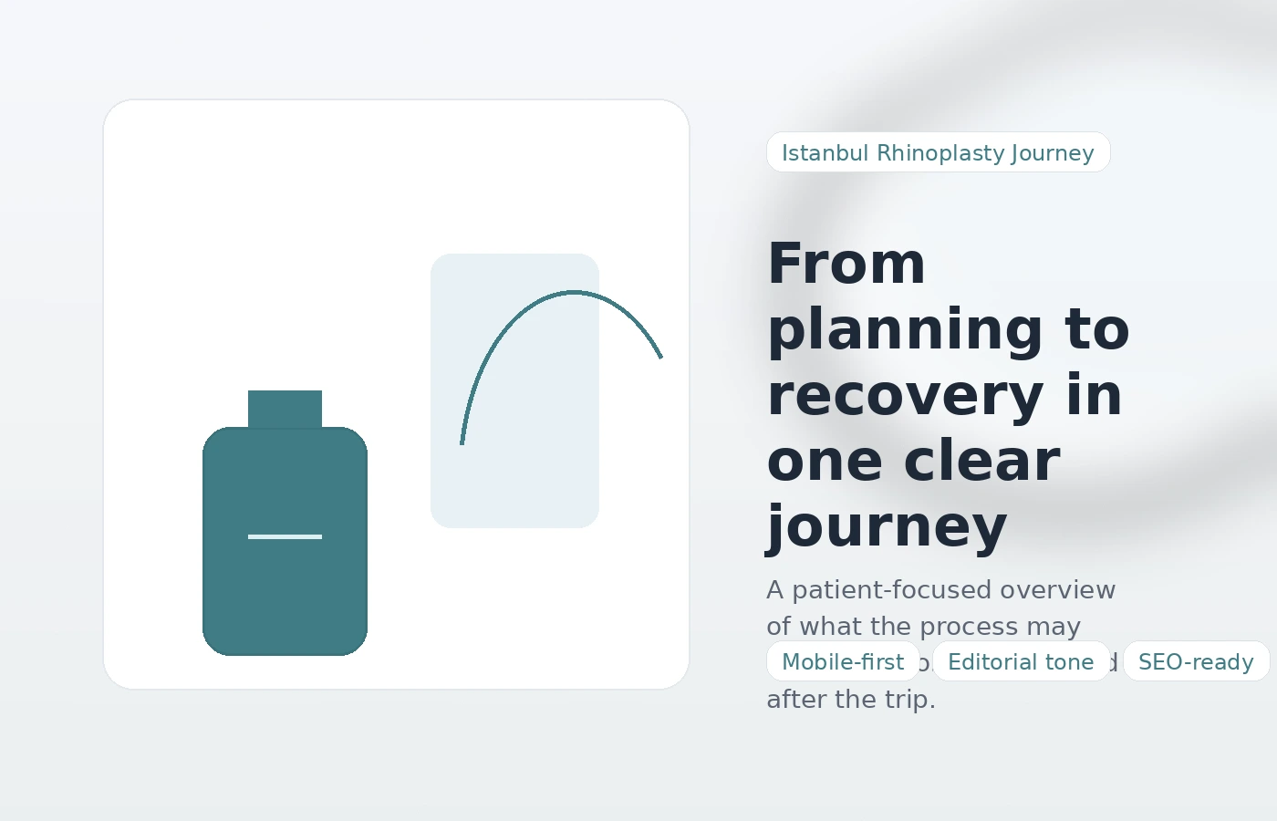 Editorial illustration showing a patient journey through planning, arrival, and recovery in Istanbul